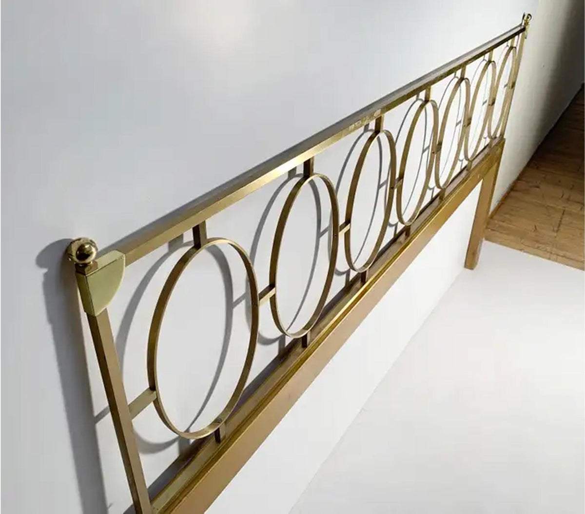 Mid-Century Style Brass Headboard, Handmade Ornate Design