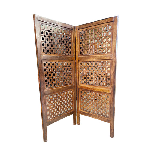 Handmade Wooden Folding Divider: Semi Block Design, 7 ft Tall