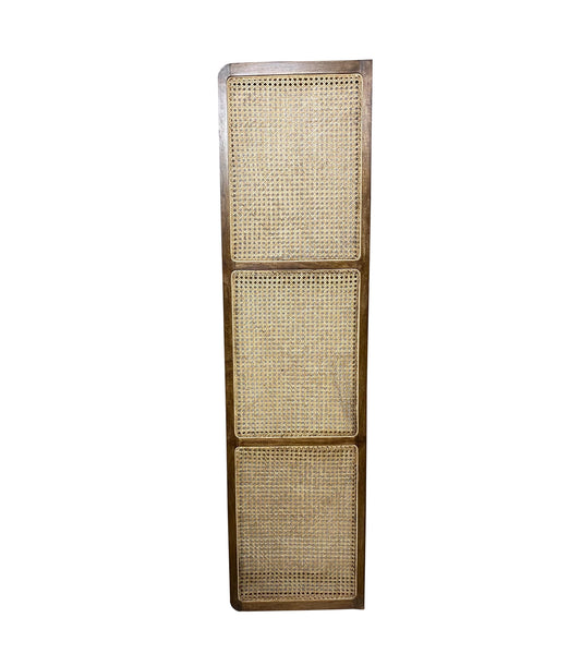 Mid Century Rattan Room Divider, Solid Wood & Cane Panel