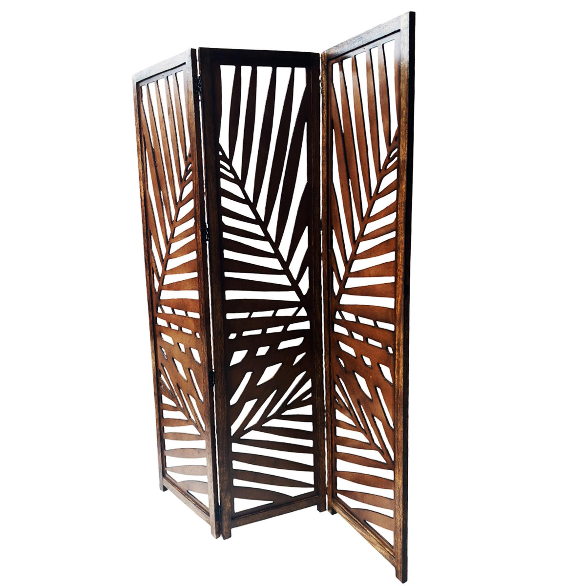 Mid century Big multi Leaf Design Wooden Folding Divider, Partition, Handmade Self standing separator