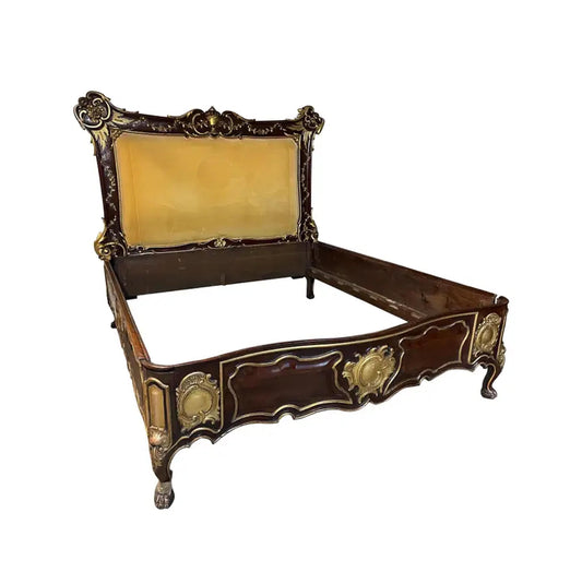 Handmade Giltwood Queen Bed Frame with Carved Detailing