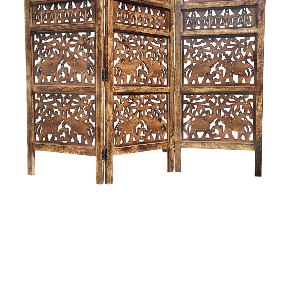 Elephants design Wooden Folding Divider, Partition, Handmade Self standing separator