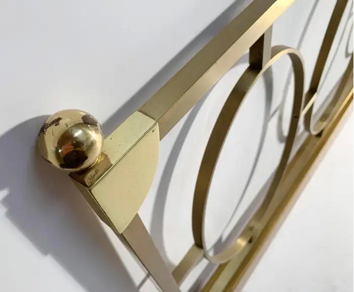 Mid-Century Style Brass Headboard, Handmade Ornate Design