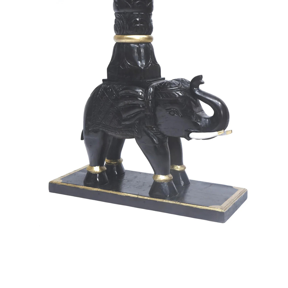 Handmade Teak Wood Swing: Elephant Carving, Brass Chain, Customizable