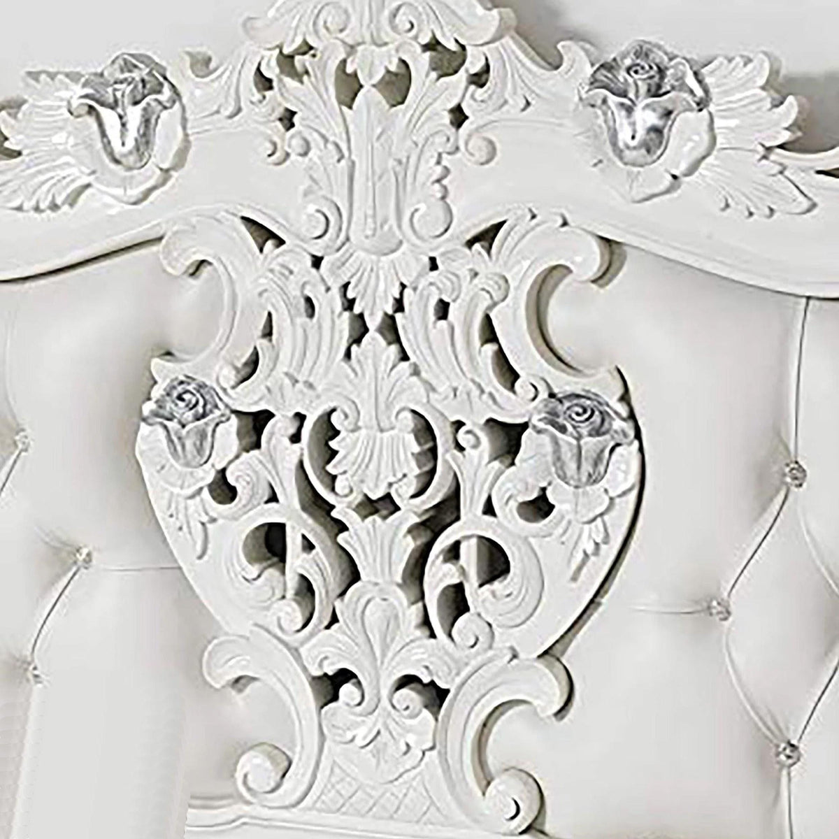 Handmade Giltwood Bed Frame: Tufted Carved Queen/King