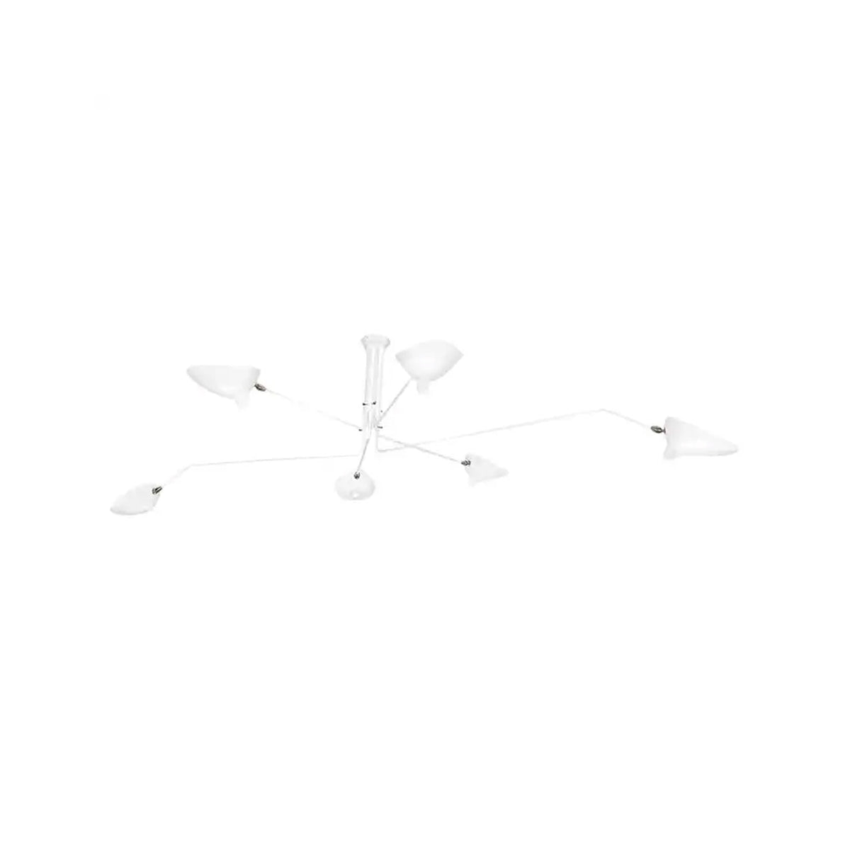 Mid-Century Style 6-Arm Rotating Brass Ceiling Light Chandelier