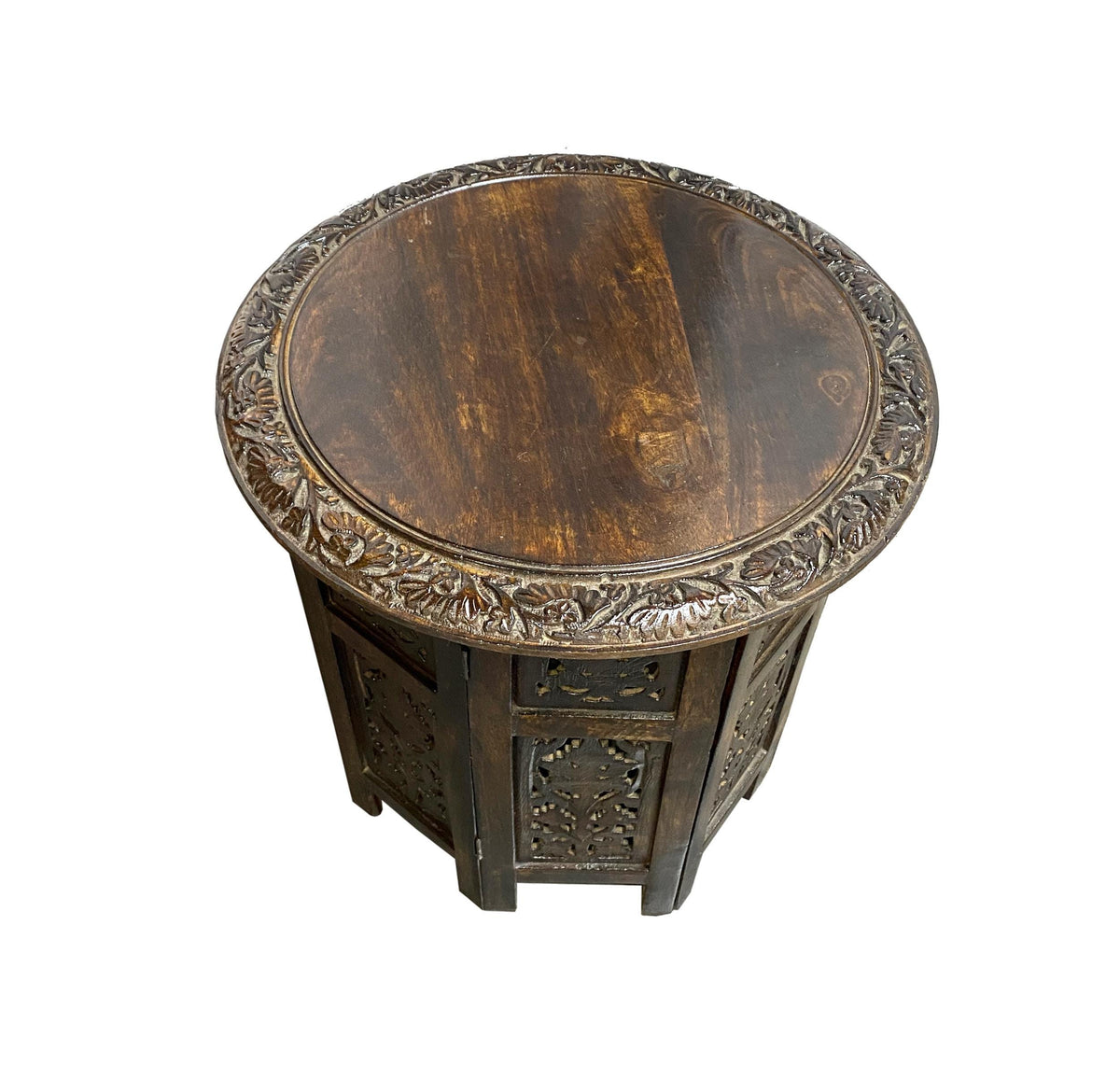 Hand Carved Mango Wood Coffee Table: Mid-Century Modern Accent Furniture
