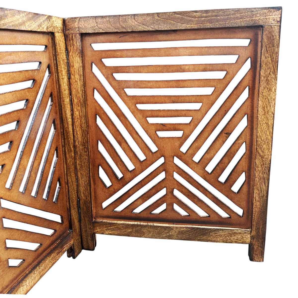 Mid-Century Brown Wood Folding Divider: Handmade Pet/Baby Partition