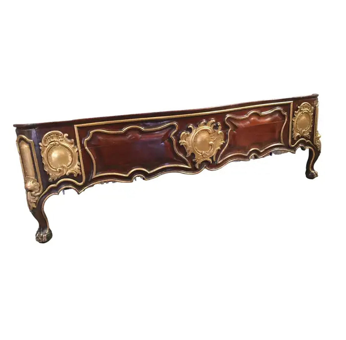 Handmade Giltwood Queen Bed Frame with Carved Detailing