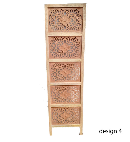 Handmade Wooden Folding Room Divider: Mid-Century Floral Partition