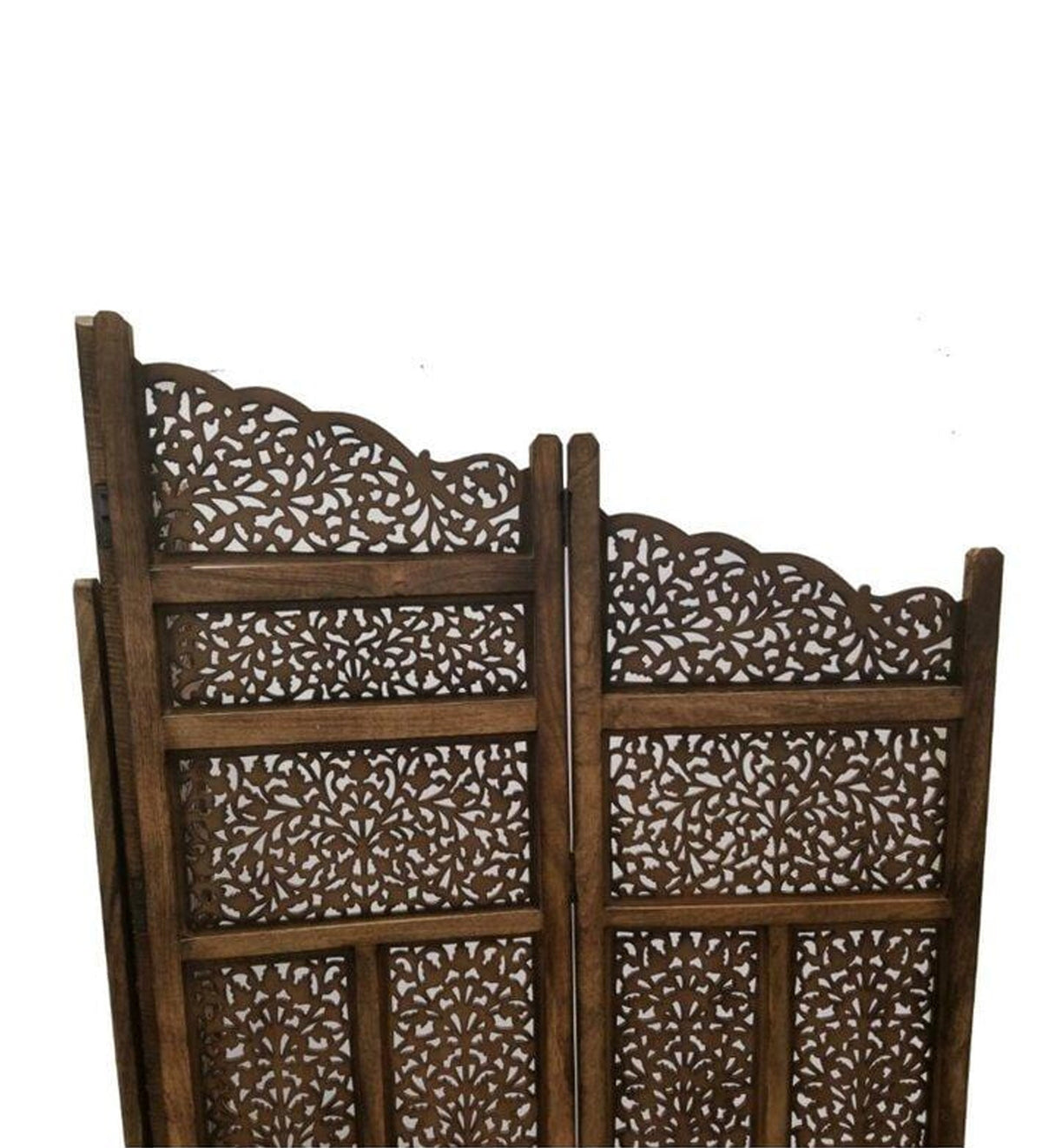Handmade Wooden Room Divider, Folding Privacy Screen, Carved Partition, Freestanding 4 Panel Screen